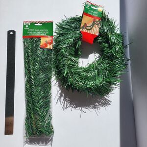 Christmas Artificial Wired Pine Garland Indoor/Outdoor 15 FT  Wired Garland Ties